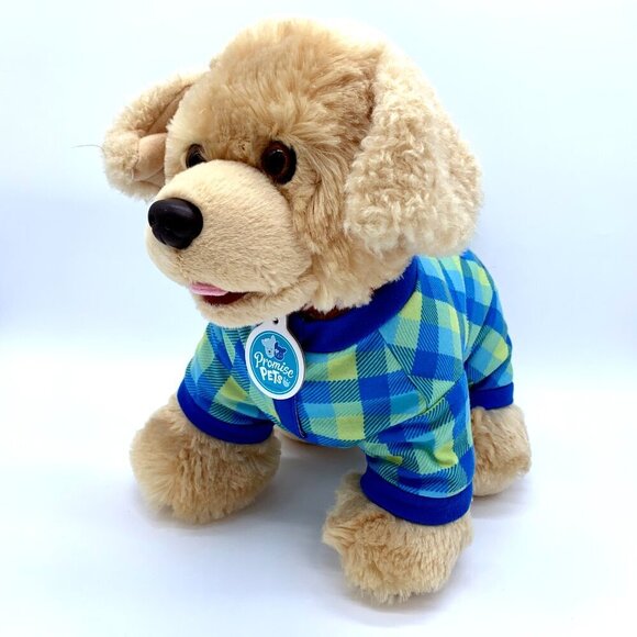 Build-A-Bear Promise Pets Golden Retriever Plush Dog w Buffalo Plaid Sleeper - Picture 9 of 9
